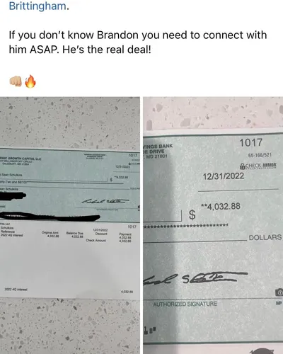 Investor post: Quarterly interest checks have arrived from Brandon Brittingham
